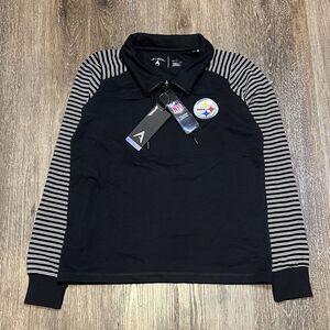 Pittsburgh Steelers Sweatshirt Women S Black White‎ NFL Football Stripe Jacket